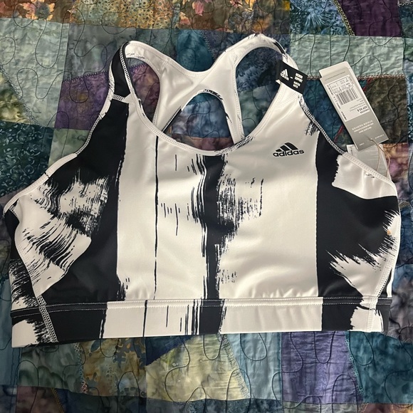 Brand new Adidas black & white sports bra. Size XL. It is the wrong size for me - Picture 1 of 2